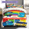 Tayo the Little Bus Pattern Bedding Home Decoration Birthday Gift ( 1 duvet cover + 2 pillowcase, without core),fan merchandise.