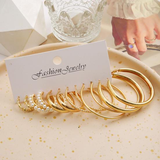 6 пар серег C-образной формы, минималистичные золотые обручи с жемчугом, легкие классические очаровательные украшения для женщин и девочек