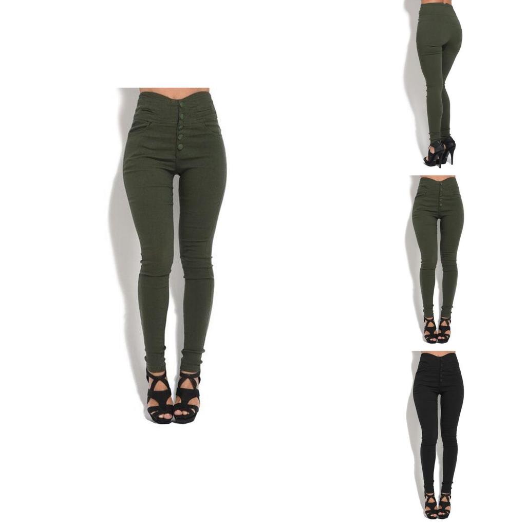 Comfortable Women Fashion Elastic Pants With Large Size And Sexy Button Leggings