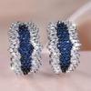 1 Pair Fashion White Blue Stone Claw Earrings Silvery Black Color Drop Earrings Valentine's Day Jewelry