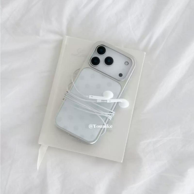 INS Корейский Модный Синий Чехол для Телефона из Смолы в Горошек Для iPhone 17 Air 11 12 13 14 15 16 Pro Max Y2k Простота Жесткий Чехол