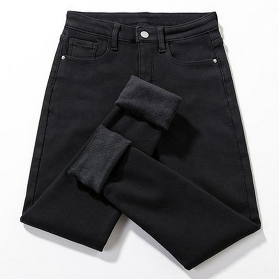 Вельветовые джинсы с высокой талией в корейском стиле: Теплые, Эластичные, Облегающие Брюки-карандаш для Женщин - Идеально подходят для Осени и Зимы