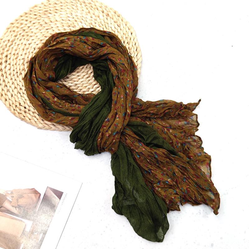 Плетеный шарф, мятый, простой и универсальный, шелковый шарф, осенне-зимняя цветочная шаль, шарф из балийской пряжи для женщин