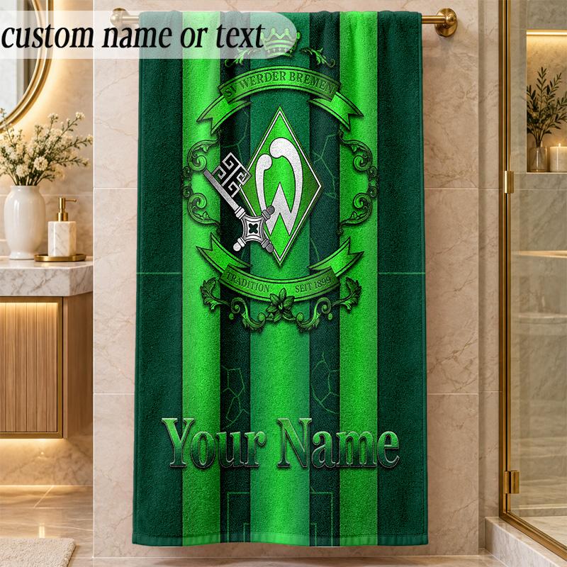Beach TowelWerder Bremen FC Custom Name Text Personalized Soft Towel for Beach Pool Indoor Home Decor Gift