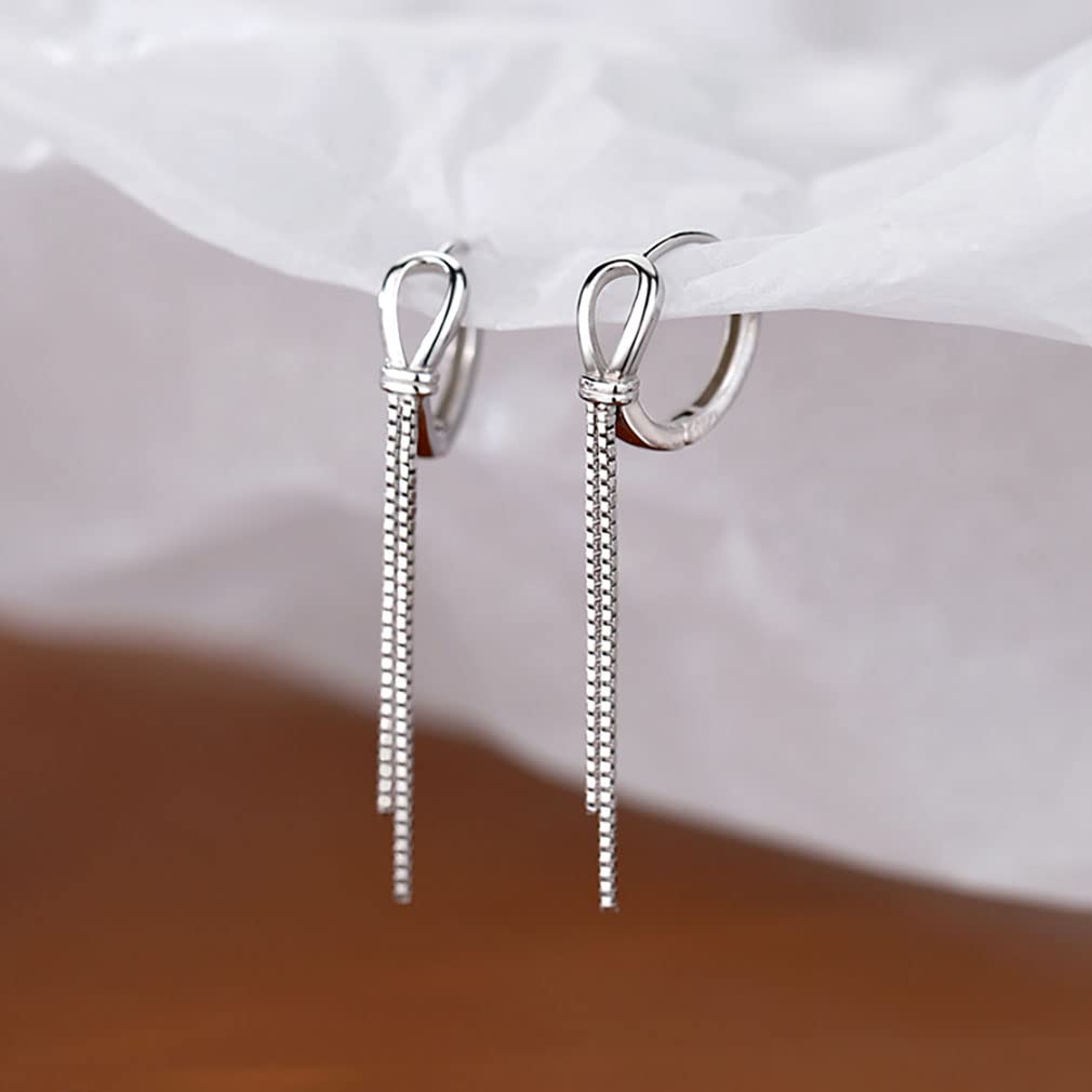 Серьги-кольца SLUYNZ из стерлингового серебра 925 пробы с кисточками для женщин, подростков, девочек, серьги-кольца с цепочкой