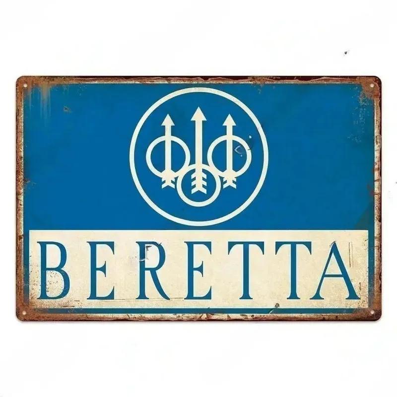 Metal Tin Signs Pistol Stonger Beretta Wesson Colt Vintage Funny Art Wall Decorations for Home Man Cave Garage Cafe Bars Clubs