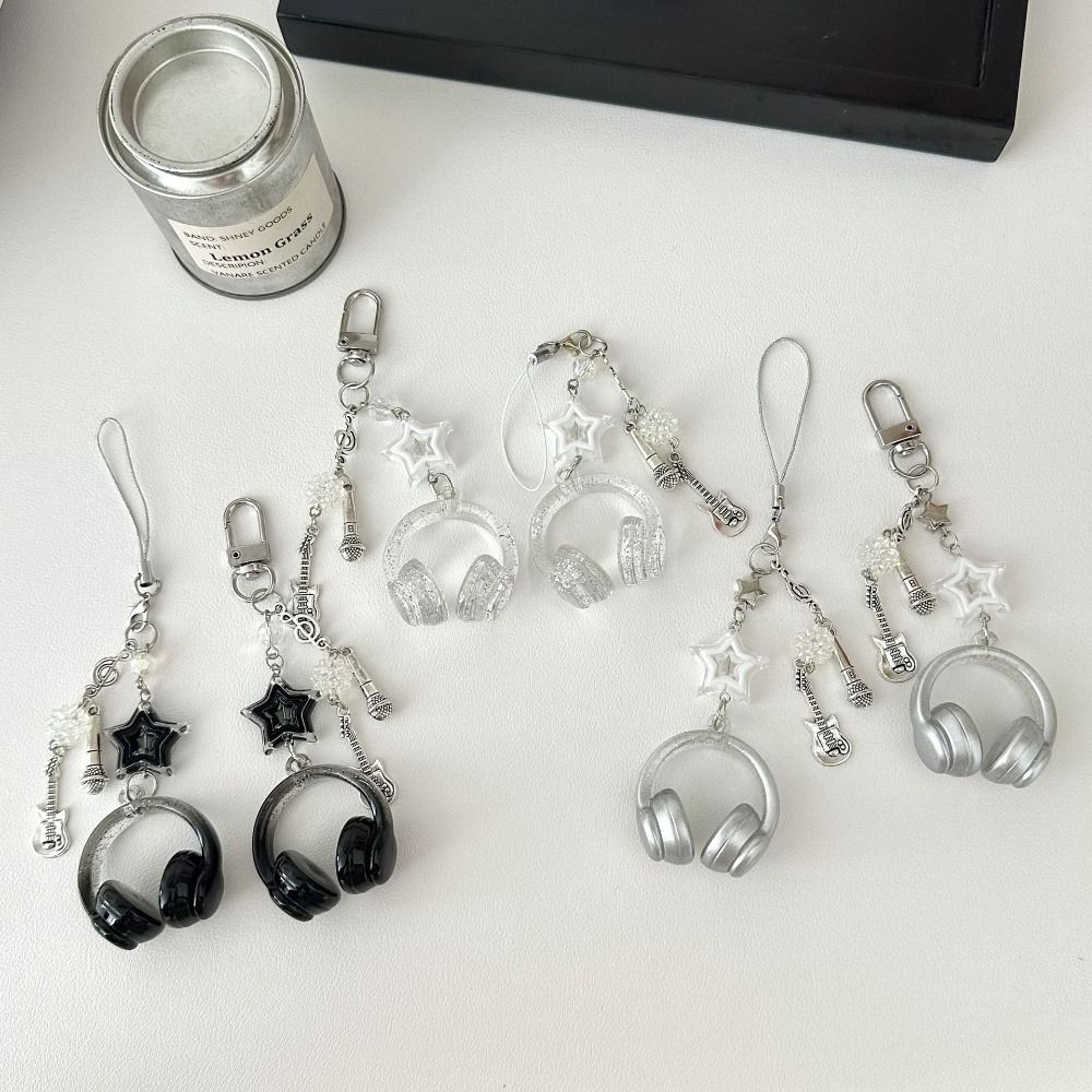 Bags Decoration Earphone-shaped Keychain Glitter Microphone Pendant  Backpack Charms