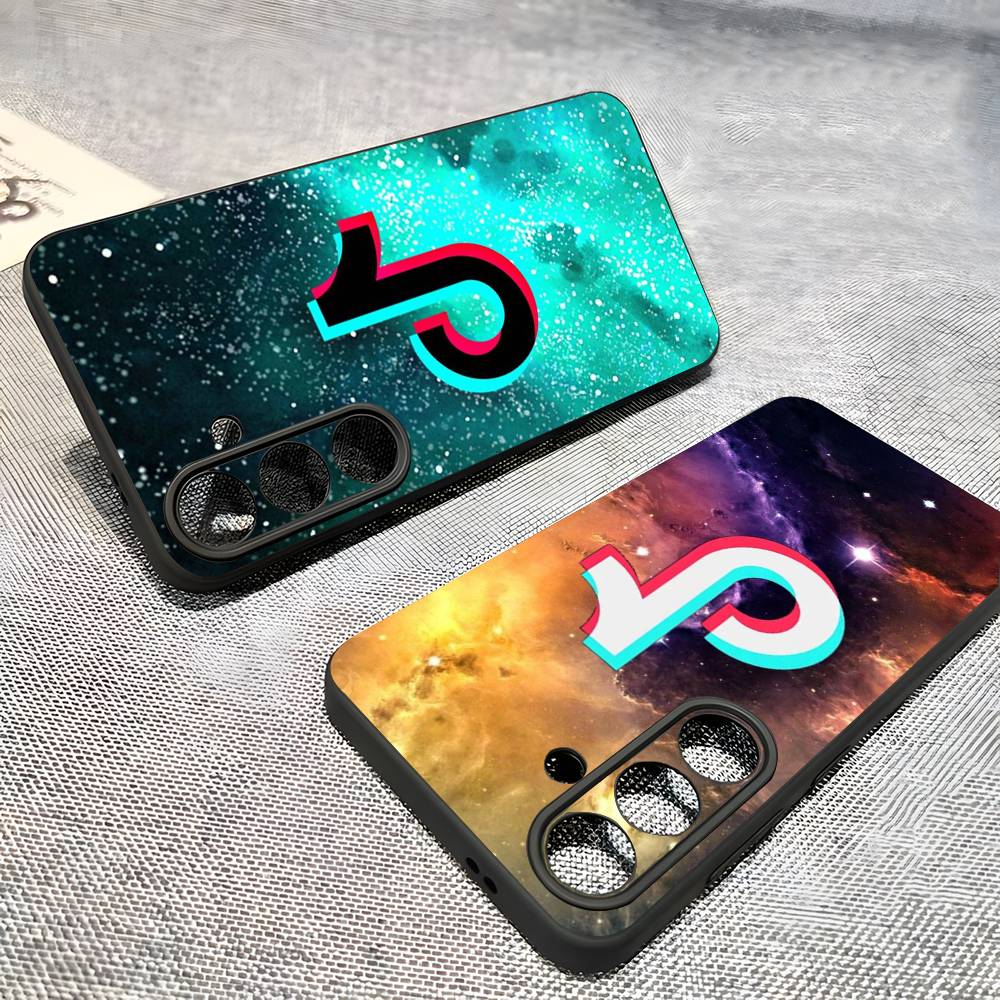 Музыкальный логотип TikTok для Samsung Galaxy S25 S24 S23 Ultra S22 S21 Plus S20 Черный Мягкий Силиконовый Защитный Чехол