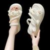 Thick-soled Heightening Pearl Beach Sandals Sandals Female 2025 Summer New Fairy Wind Flowers with Skirt Cool Slippers