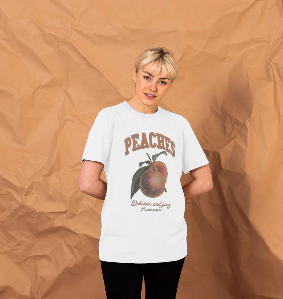 apoh Peaches Graphic White T-shirt