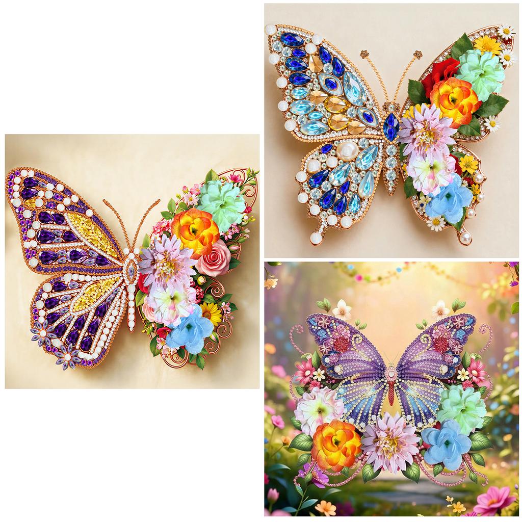 Butterfly DIY Diamond Dots Paintings with Wooden Frame 9.84x9.84in Diamonds Paintings Gem Art for Adults Beginners Home Decor