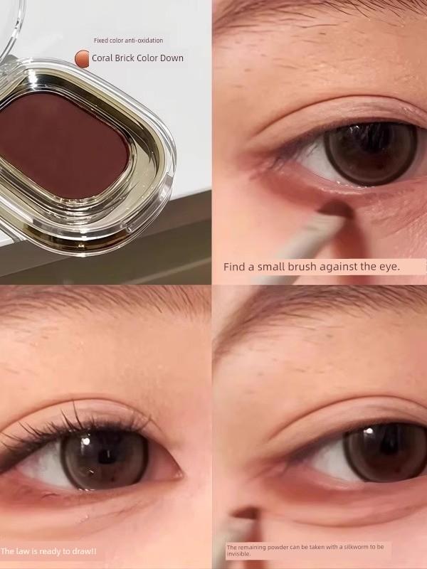 Solid Color Anti-Oxidation Coral Brick Color down to Crouching Silkworm! Monochrome Eye Shadow Plate Matte Color Long Lasting Non Smudge Red Brown
