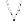 Double-Layer Rose Zircon Sweater Necklace: Elegant Summer Clavicle Chain, Women's Light Luxury High-End Accessory.