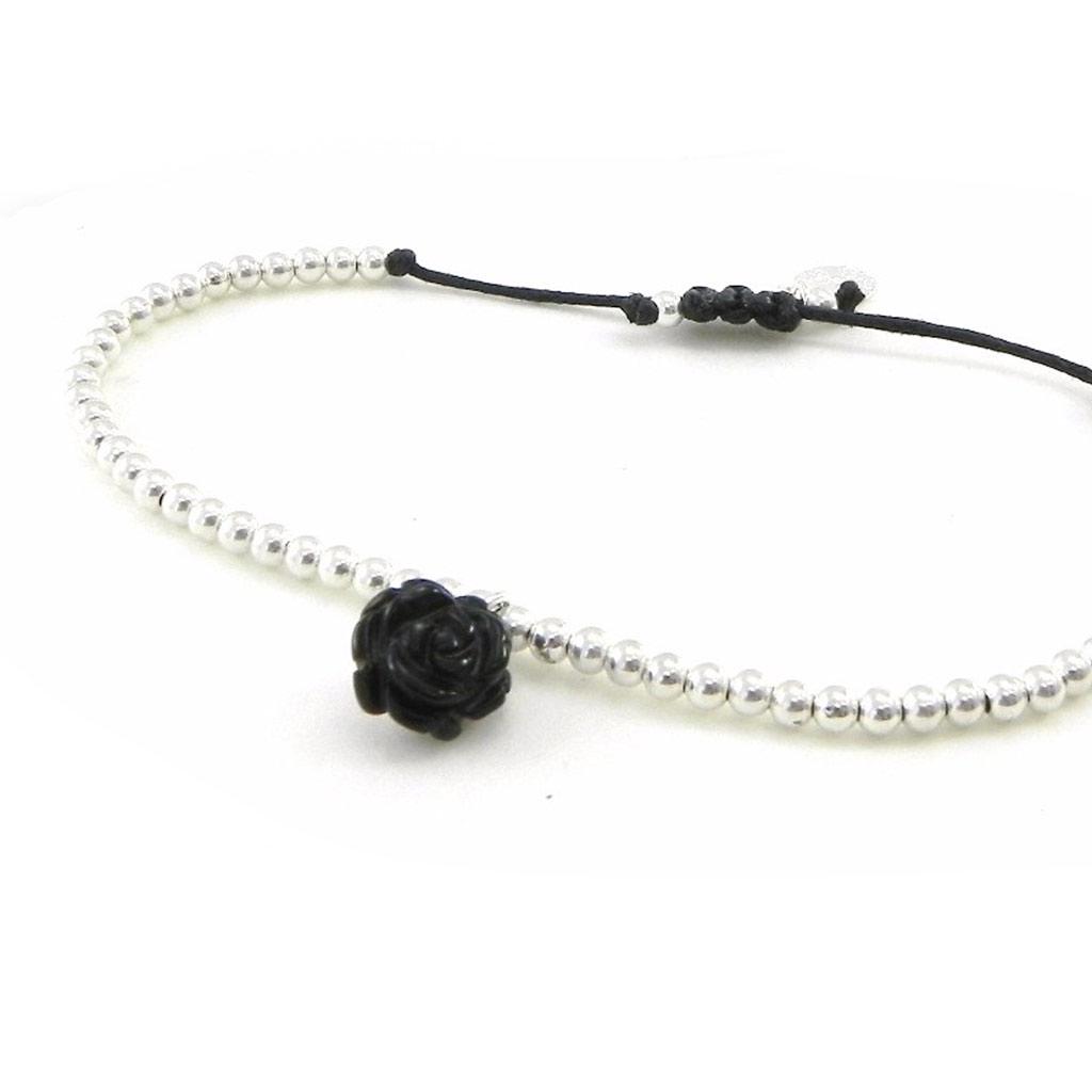 Les Trésors De Lily [I9117] - Silver Bracelet 'Rose Noire' Black Silver - 13 Mm