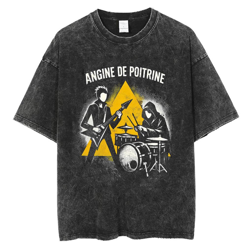 Rock Band Angine De Poitrine Ретро Выстиранные Футболки Мужские Женские Панк Поп Музыка Свободная Одежда Футболка Хип-Хоп Готика Оверсайз Футболки