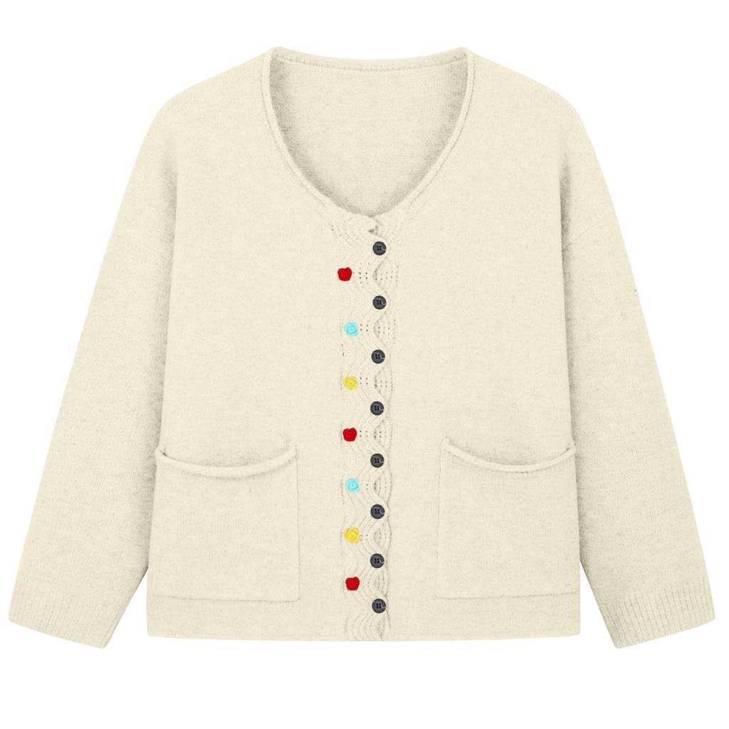 Женские свитера на пуговицах с длинным рукавом, вязаные пальто с карманами