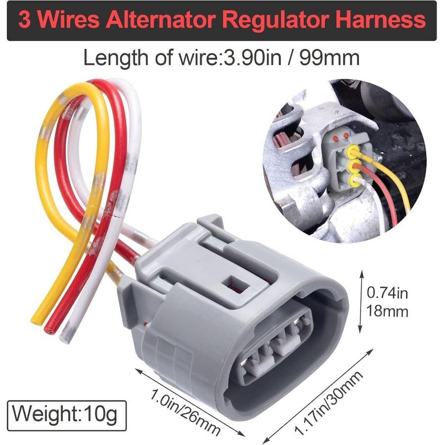 3 Wires Alternator Regulator Harness, 4Pack Alternator Pigtail Connector Plug