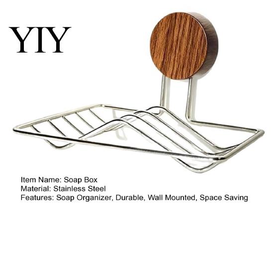 Stainless Steel Soap Holder Dish, No-Drill Suction Cup Holder, with Removable Dish Double Slot Design, Drainage Tray for Bathroom And Kitchen