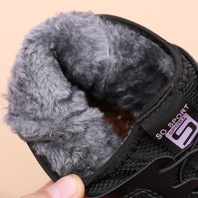 Зимняя обувь бархатная теплая женская обувь для среднего возраста нескользящая мягкая подошва пожилая кожаная обувь на плоской подошве повседневная низкая хлопковая обувь