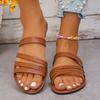 Сандалии для женщин повседневные пляжные тапочки больших размеров женские сандалии-гладиаторы с ремешком из искусственной кожи