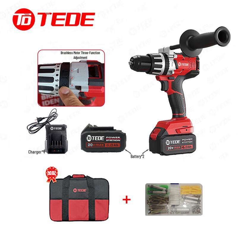 TEDE TE-5620 20В Бесщеточный Аккумуляторный Ударный Шуруповерт Вилка CN (адаптер в комплекте)