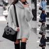 Winter Fashion Woman High Neck Mid-length Knit Pullover Long Sleeve Dress Sweater