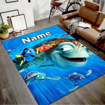 Custom Nemo Mat Personalized Name, Polyester Washable Indoor Entryway Rug, Gift for Christmas, Easter, Thanksgiving Day