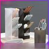 "Desktop Frosted Pen Holder: Slanted Makeup Brush & Lipstick Organizer, Multi-functional Stationery Storage"