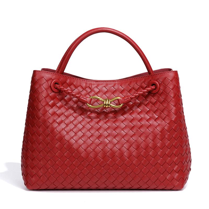 New Gold Buckle Women's Handmade Woven Bag  Versatile Commuting Handbag  Fashionable Casual Shoulder Crossbody Bag