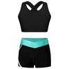Детский комплект из 2 предметов для танцев для девочек, укороченный топ и шорты, комплект спортивной одежды, гимнастический трико, танцевальная одежда