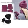 3PC Scarf Women's Hat Gloves Knit Set