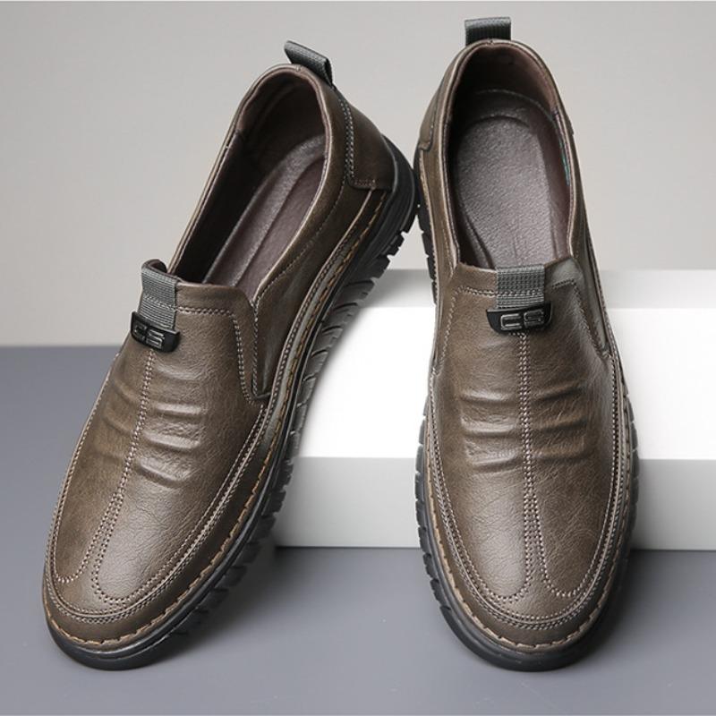 Модные кожаные туфли мужские осенне-зимние новые кожаные мягкие подошвы дышащие повседневные туфли из коровьих сухожилий нескользящие мужские туфли для вождения лоферы