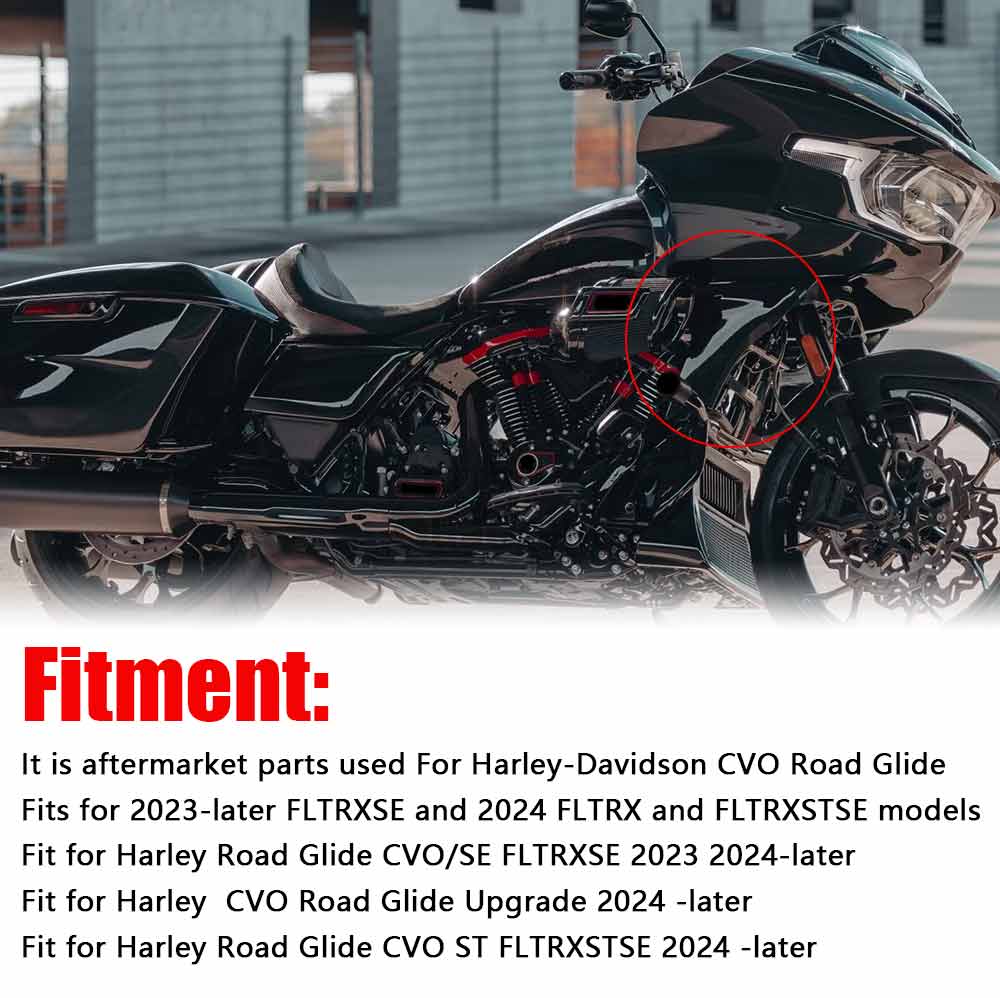 Motorcycle Front Side Fairing Panel with Bracket Kits Gloss Black Iron Alloys ABS For Harley CVO Road Glide Upgrade 2024 -Later