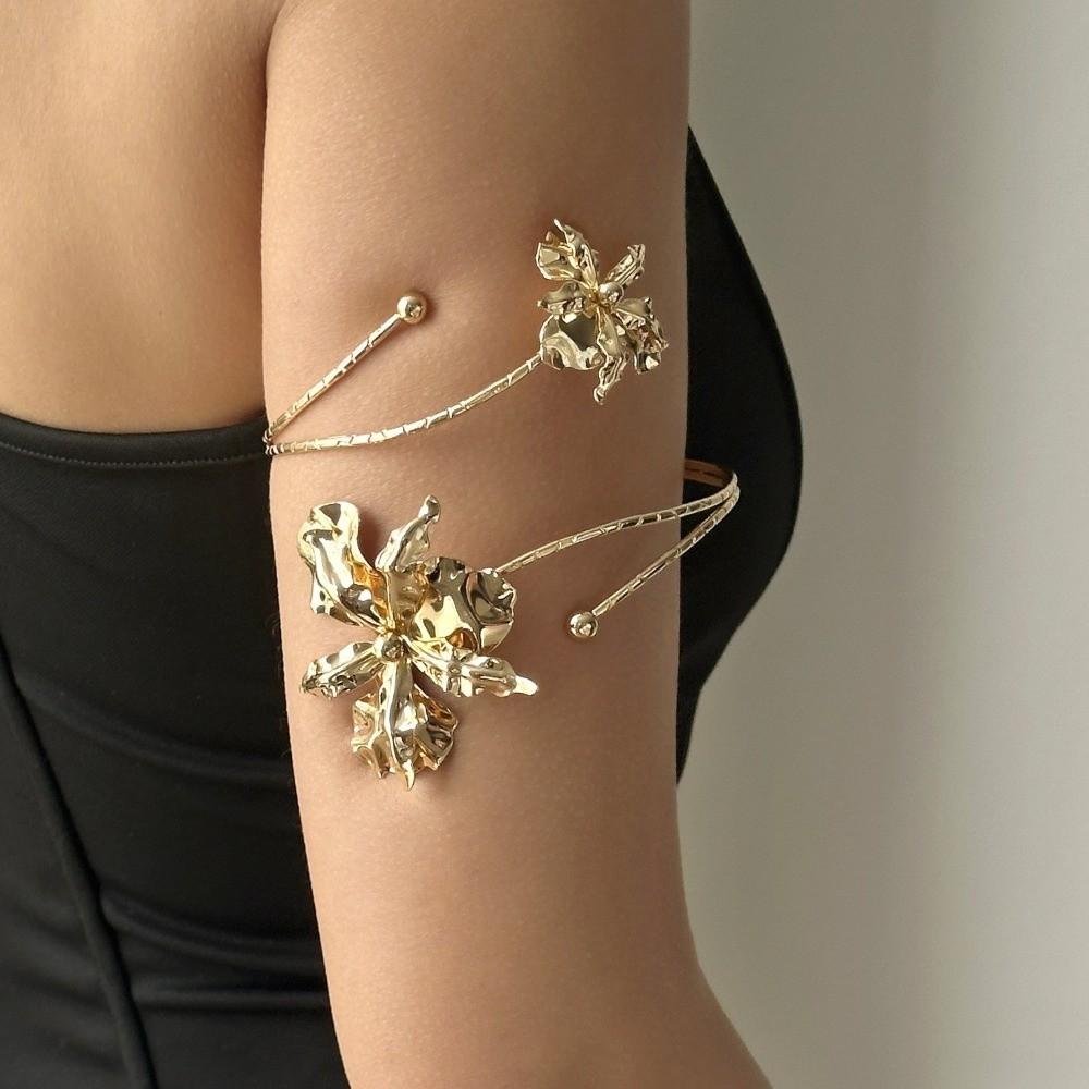 Boho Style Open Cuff Armlet Flower Craft Flower Arm Bracelet New Enamel Glaze Bracelet Women