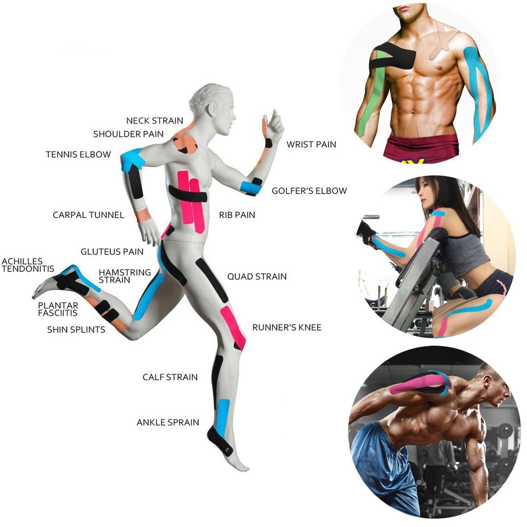 4 рулона тейп-ленты Кинезио тейп Поддерживает мышцы и суставы Высокая эластичность Устойчив к поту Улучшает производительность x 5м 7,5см