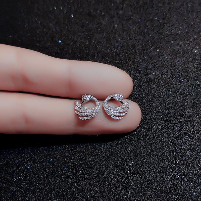 Серьги Новые Женские Модные Ювелирные Изделия Высококачественные Хрусталь Циркон Форма Лебедя Ретро Простые Изысканные