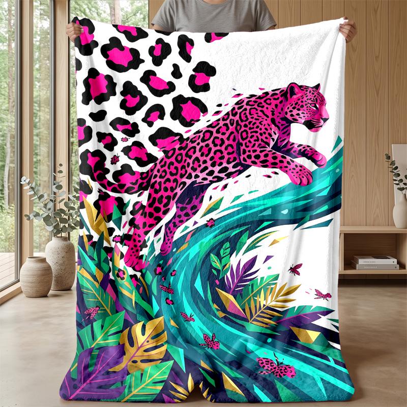 Pink Leopard and Zebra Print Theme blanket Lightweight Warm Flannel Blanket Decorative Throw Blanket for Home Decoration