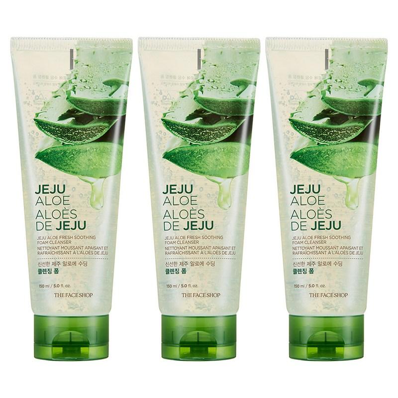 The Face Shop Fresh Jeju Aloe Soothing Cleansing Foam, 150ml, 3 pcs