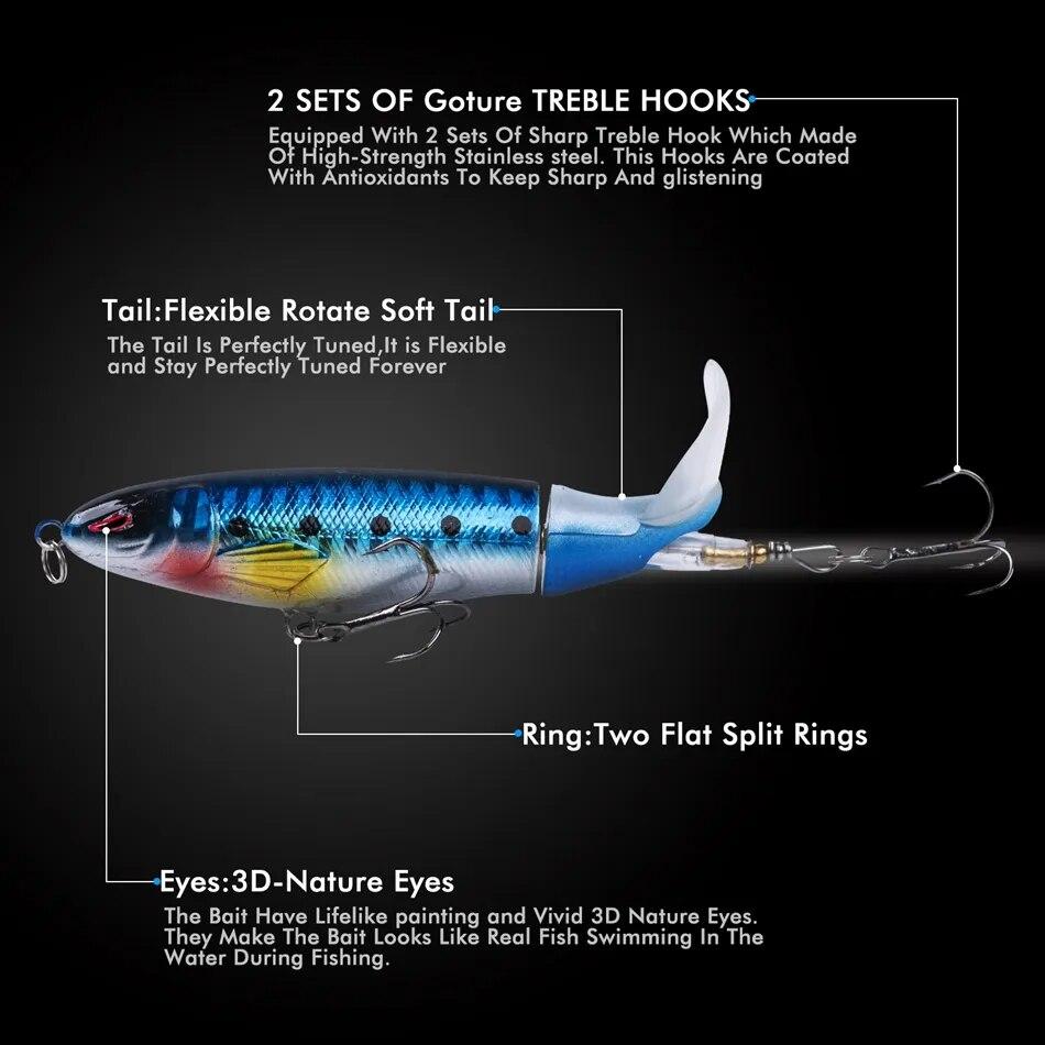 Whopper Popper Lure Pencil Propeller Bait Topwater FIshing Lure Blowups Baits Rotating Tail Fishing Tackle Crankbait Wobblers Hard Bait Lure Tractor
