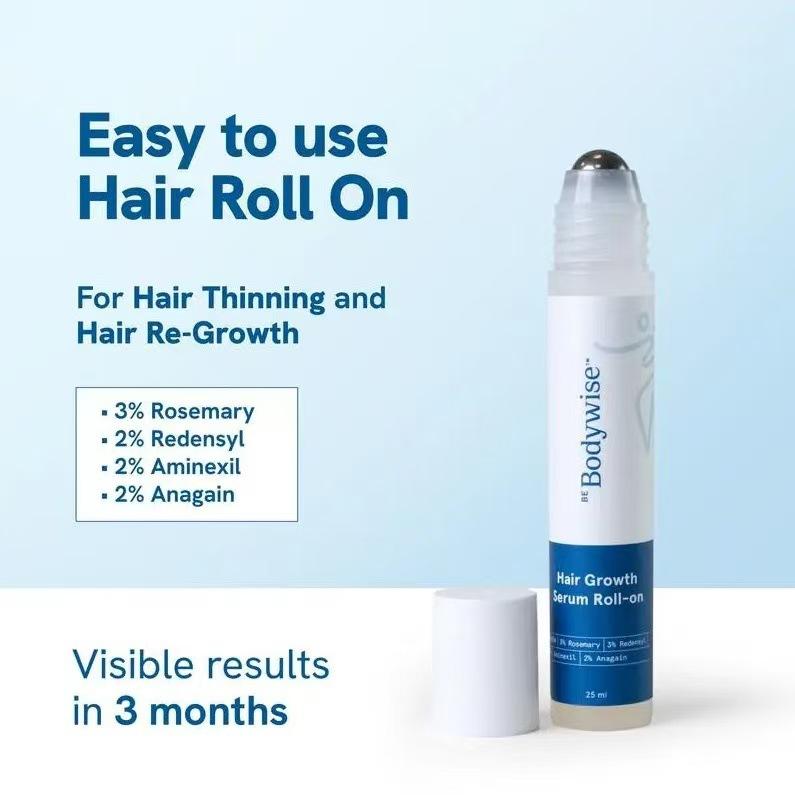 Bodywise Hair Growth Serum Roll On - 3% Rosemary, 3% Redensyl & 2% - (25ml) New Arrival