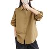 Autumn Vintage Plus Size Women Blouse Coat Jackets Solid Basic Long Sleeve Loose Button Outerwear