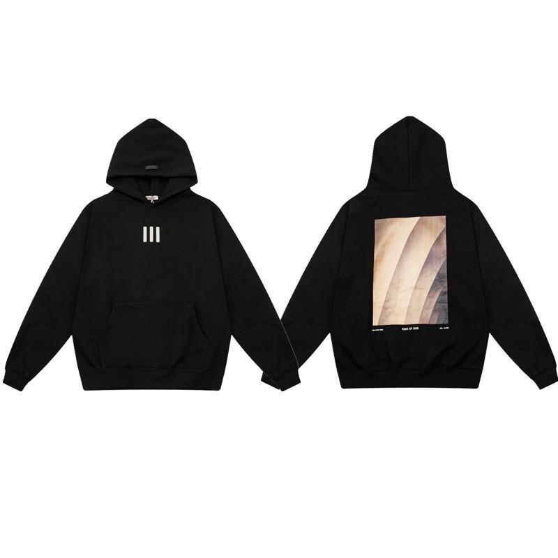Unisex Oversized Hooded Sweatshirt With Flock Letter Print Soft Cotton Blend Warm Lined