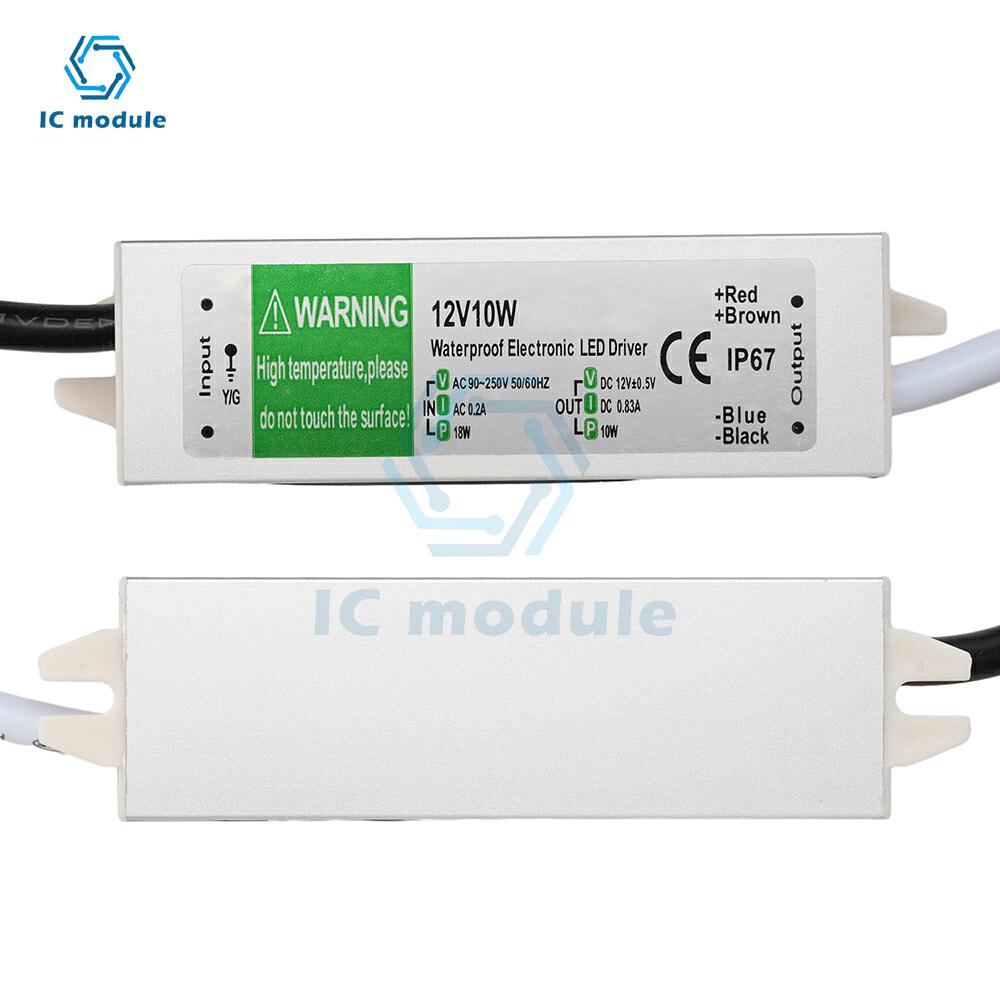 Водонепроницаемый блок питания IP67 AC 90-250V в DC 12V Драйвер для светодиодной ленты 10 Вт 15 В Импульсный блок питания для светодиодных лент
