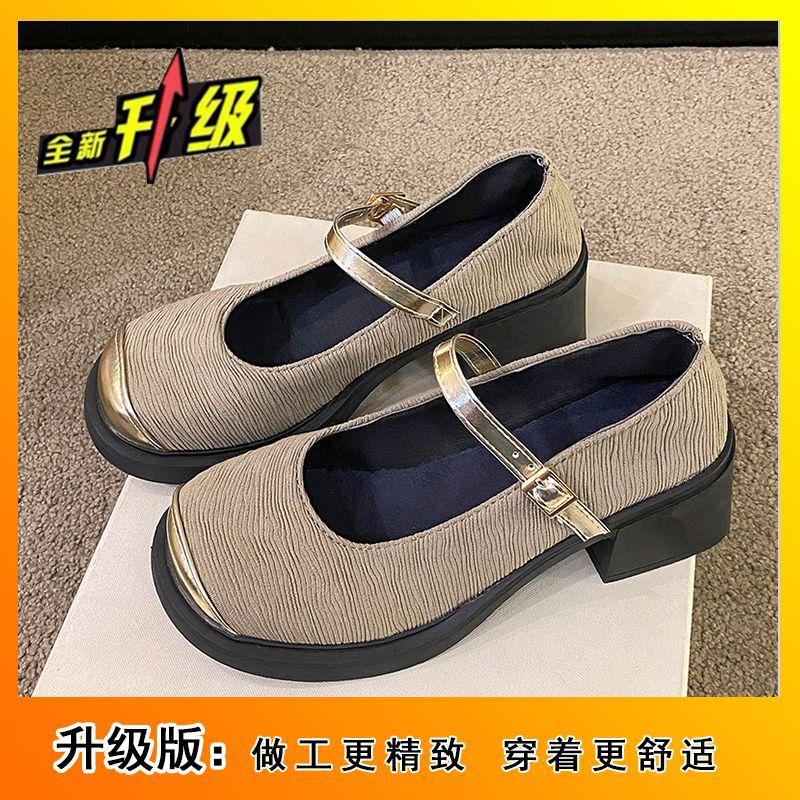 Женские туфли на высоком каблуке в стиле маленькой феи Мэри Джейн, французский вечерний темперамент, легкий вырез, толстый каблук, одинарные туфли, весна 2025