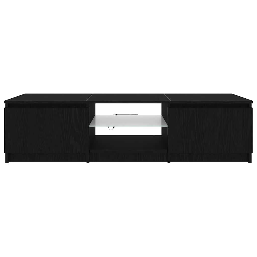 TV Cabinet in Black Oak Look 140 x 38.5 x 36 cm