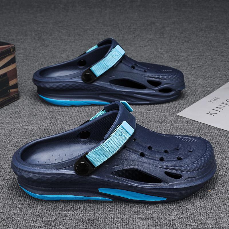Модные мужские пляжные сандалии с толстой подошвой и противоскользящим покрытием, легкая летняя садовая обувь, мягкая платформа, обувь для воды, уличная мода, 2024