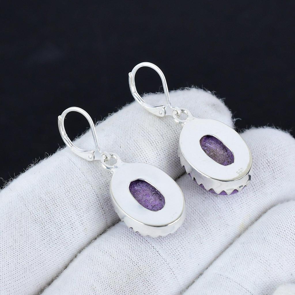 Серьги из стерлингового серебра 925 пробы с натуральным пурпуритом, серьги-подвески из серебра в стиле бохо, подарки на День матери, подарки для нее