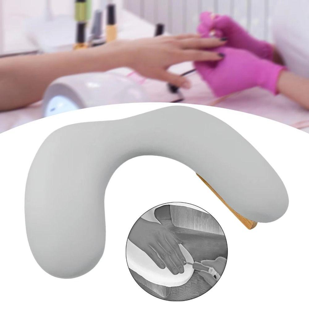 U-shaped Foldable Nail Pillow Wooden Base Manicure Hand Pillow Nail Accessories