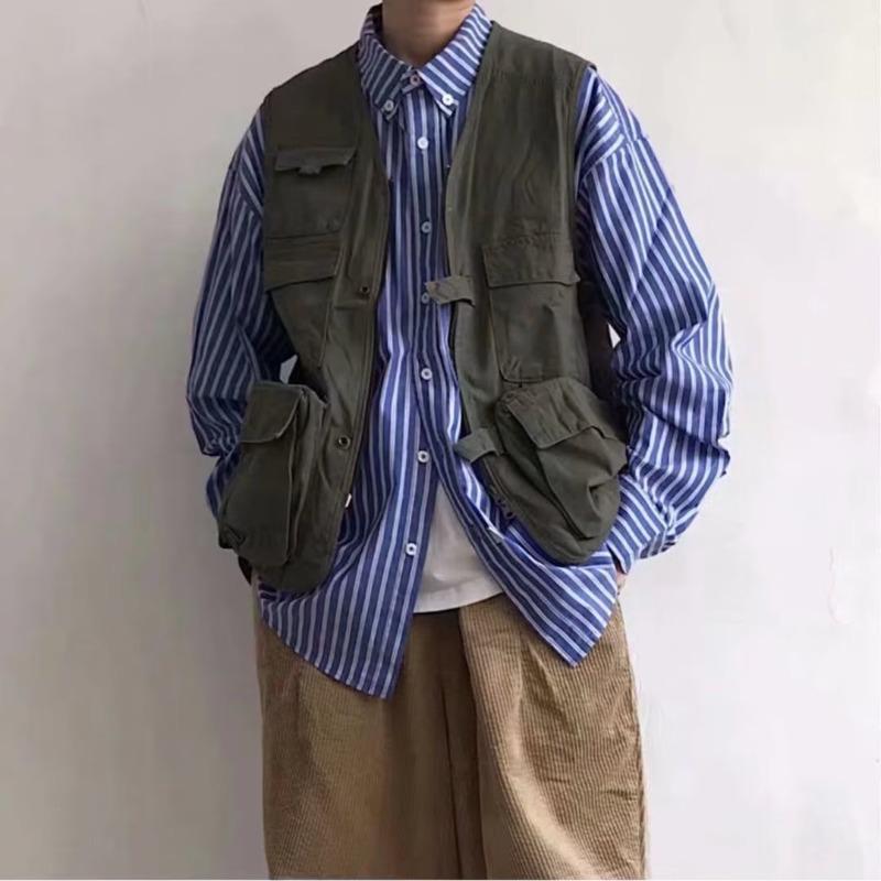 Американо-японский тактический жилет без рукавов с множеством карманов для молодежи на весну и осень