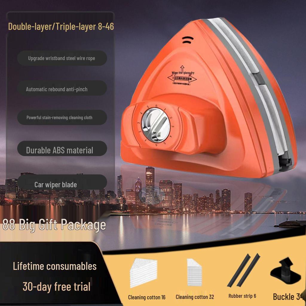 Сильный магнитный трехслойный скребок для мытья стекол для окон высотных зданий